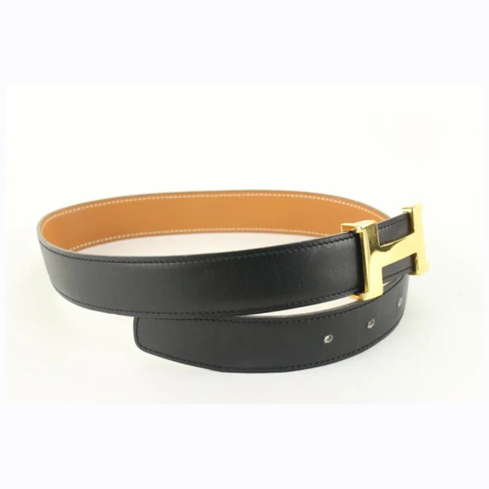 Hermès Reversible Black x Brown x Gold 24mm Constance H Logo Belt Kit 72h84s